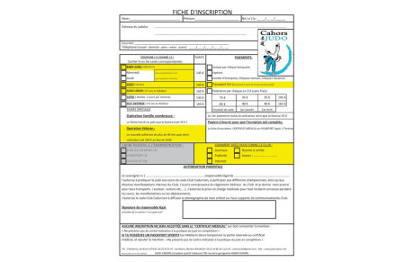 Fiche d'inscription au club